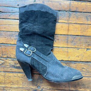 Vintage Western Booties, Silver detailing on toe, silver buckles, 9